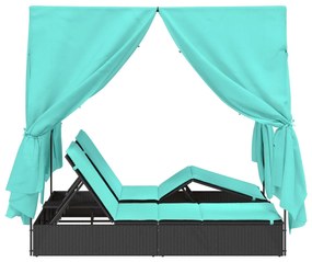 Double Sun Lounger Conjunto de 2 Preto e Turquesa