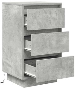 Mesa de cabeceira com luzes LED 38x34x65 cm cinzento-cimento
