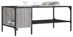 vidaXL Mesa de centro c/ prateleira derivados madeira cinzento sonoma