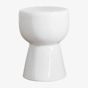Mesa De Apoio Redonda Ø35 Cm De Cerâmica Kaly Branco - Sklum