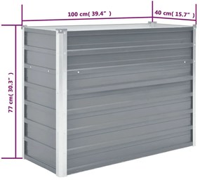 Canteiro elevado de jardim aço galvanizado 100x40x77cm cinzento