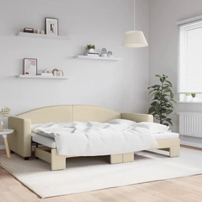 Sofá-cama com gavetão 80x200 cm tecido cor creme