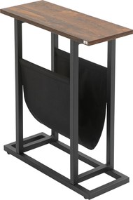 HOMCOM Mesa de apoio lateral com porta-revistas estrutura em aço design industrial 49 x 19 x 55 cm preto castanho escuro | Aosom Portugal
