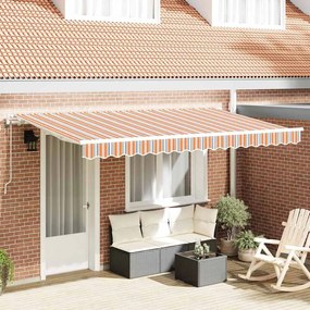 Toldo Retrátil Multicolorido e Laranja e Cinza e Azul e Branco