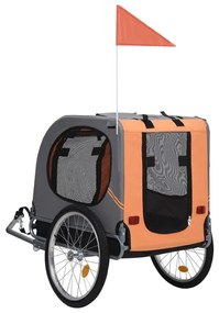 Reboque de bicicletas para cães laranja e cinzento