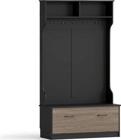 Bengaleiro com Arrumação para Calçado, 100 x 40 x 180 cm, 5 Ganchos, Preto