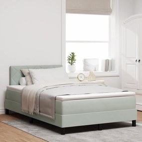 Cama Box com Colchão vidaXL Cinza Claro 120x200 cm Veludo