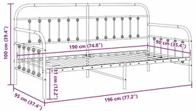 Estrutura de cama vidaXL Branca 90x190 cm Aço