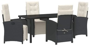 Conjunto de Jantar de Jardim com 5 Peças da e Almofadas de Rattan Pret