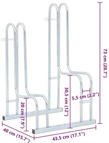 Suporte independente para 2 bicicletas aço galvanizado