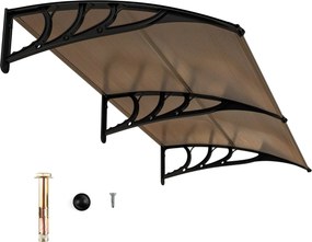 Toldo para janela 199 x 99 x 28 cm  Proteção solar Chuva Neve Vento Toldo exterior para unidade de ar condicionado Castanho