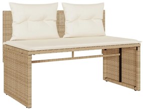 4 pcs conjunto de sofás para jardim c/ almofadões vime PE bege