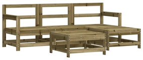 5 pcs conjunto lounge de jardim c/ almofadões pinho impregnado