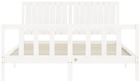 Cama sem colchão 160x200 cm madeira de pinho maciça branco