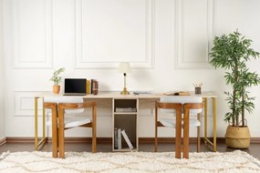 Secretária Twin Study Desk – Travertine Gold – 240 cm x 74 cm x 60 cm