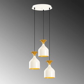 Candeeiro de Teto Sivani – Branco e Dourado – Diâmetro 40 cm, Altura 1