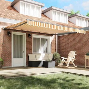 Toldo Retrátil Amarelo e Branco 400x300 cm Alumínio e Poliéster