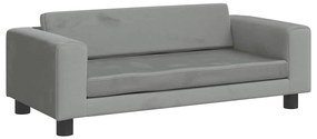 Sofá infantil com apoio de pés 100x50x30 cm veludo cinza-claro