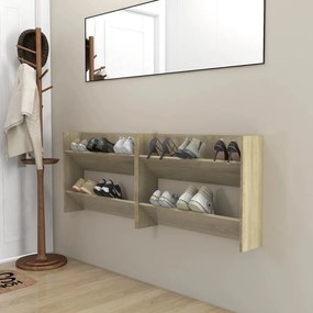 Sapateiras de parede 2 pcs 80x18x60cm contrapl. carvalho sonoma