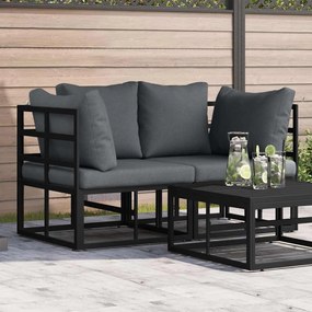 vidaXL Móveis para Exterior com almofada 2 pcs Preto Alumínio