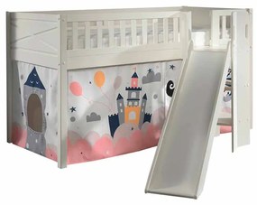 Conjunto cama Infantil SCOTT + escorrega + cortina de brincar Princesa Sofia Branca