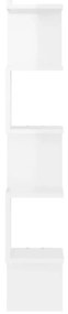 Estante de canto p/ parede deriv. de madeira branco brilhante