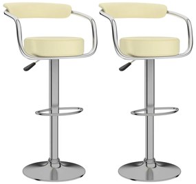 vidaXL Bancos de bar 2 pcs couro artificial cor creme
