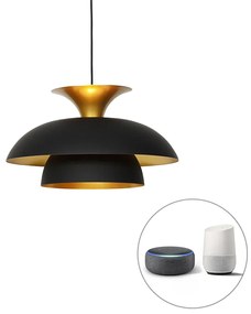LED Candeeiro de suspensão inteligente preto com dourado incl. Wifi G95 - Titus Moderno