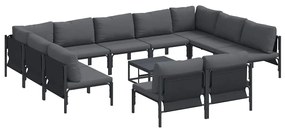 Conjunto de Sofá de Jardim 12 pcs Cinzento-escuro Aço