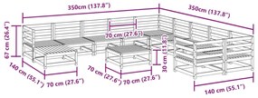 12 pcs conjunto sofás de jardim madeira de pinho maciço