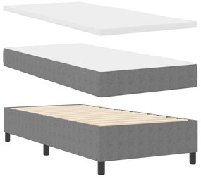 Cama Box Spring com Colchão Cinza Claro 80x200 cm Tecido de corduroy