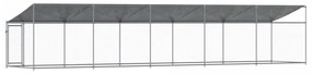 Jaula para cão com telhado/porta 10x2x2m aço galvanizado cinza