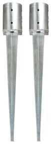 vidaXL Estacas de enterrar 2 pcs 10x76 cm aço galvanizado prateado