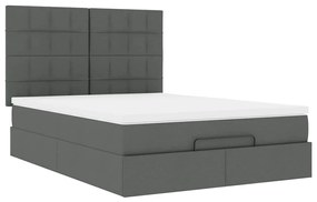 Estrutura de cama otomana com colchão 140x190cm cinzento escuro