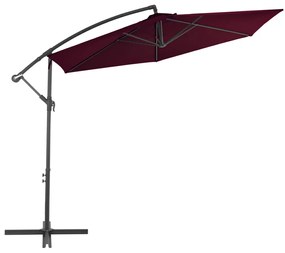 Guarda-sol de jardim cantilever c/ poste alumínio 300 cm bordô