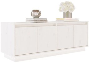 Móvel de TV 110x34x40 cm madeira de pinho maciça branco