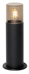Candeeiro de pé para exterior preto com cúpula fumê 30 cm IP44 - Odense Moderno