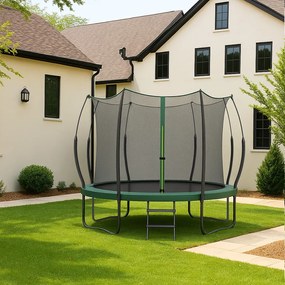 Trampolim sem molas Ø 305 cm, trampolim de exterior para crianças, cordas elásticas Verde