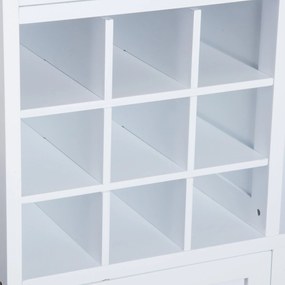 HOMCOM Carrinho de Cozinha Auxiliar com Rodas Carrinho de Cozinha com 2 Gavetas Suporte para 9 Garrafas Suporte para Taças Prateleira Aberta e Armário 76x40x88cm Branco