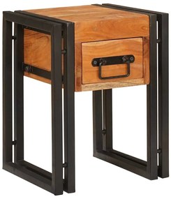 vidaXL Mesa de apoio 30 x 30 x 40 cm Madeira maciça de acácia e metal