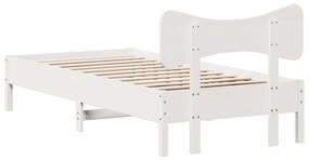Cama sem colchão 90x200 cm madeira de pinho maciça branco