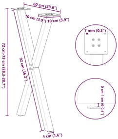 Pernas p/ mesa de jantar 2 pcs forma X 57x(72-73) cm aço branco