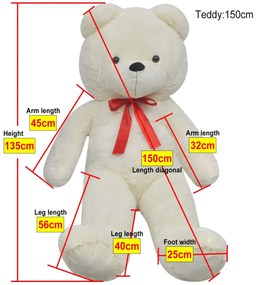 Urso de peluche XXL 135 cm branco