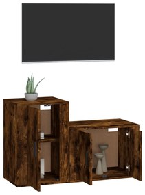 Conjunto móveis de TV 2pcs madeira processada carvalho fumado