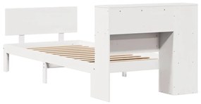 Cama com estante sem colchão 75x190 cm pinho maciço branco