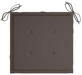 Cadeiras de jardim c/ almofadões cinza-acast. 8 pcs teca maciça