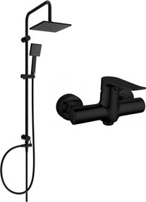 Mexen Pecos Tord conjunto de chuveiro exposto com chuveiro de teto e misturadora, preto - 72740200-70