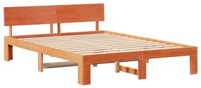 Estrado de Cama com Cabeceira Castanho 140x200 cm Madeira de Pinho Mac