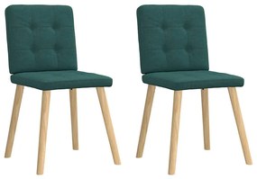 Cadeiras de jantar 2 pcs tecido verde-escuro