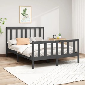 vidaXL Estrutura de cama 140x190 cm madeira de pinho maciça cinzento